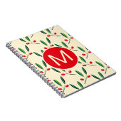 Carnet Monogramme de motif de baies rouges illustré moder (Côté Droit)