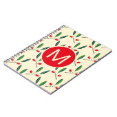 Carnet Monogramme de motif de baies rouges illustré moder (Côté gauche)