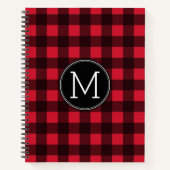Carnet Monogramme de Motif de buffle rouge et noir rustiq (Devant)