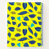 Carnet Monogramme de Motif de feuille tropicale jaune vif (Dos)