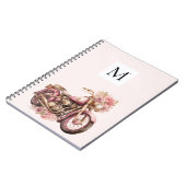 Carnet Monogramme de moto floral rose  (Côté gauche)