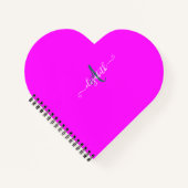 Carnet Monogramme de néon rose fluorescent (Devant)