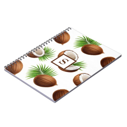 Carnet Monogramme de noix de coco hawaïenne Tropical (Côté gauche)