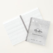 Carnet Monogramme de nom à paillettes argentées (Intérieur)