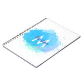 Carnet Monogramme de nom abstrait aquarelle bleue (Côté gauche)