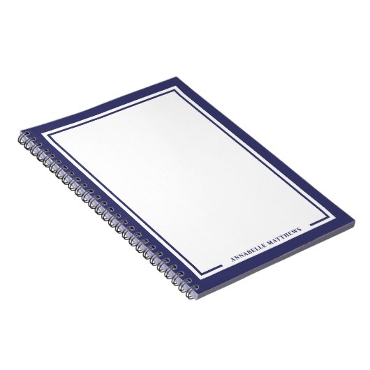 Carnet Monogramme de nom bleu marine (Côté Droit)