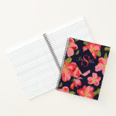 Carnet Monogramme de nom bleu marine floral botanique (Intérieur)