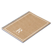 Carnet Monogramme de nom de famille en toile de jute rust (Côté gauche)