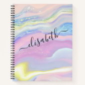 Carnet Monogramme de nom de script de marbre d'aquarelle (Devant)