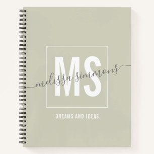Carnet monogramme de nom de script moderne