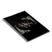 Carnet Monogramme de nom de script moderne en noir et or (Côté Droit)