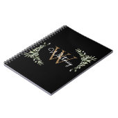 Carnet Monogramme de nom de script moderne en noir et or (Côté gauche)