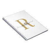Carnet Monogramme de nom de script moderne en or blanc fé (Côté Droit)