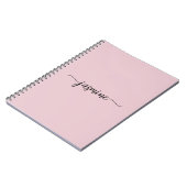 Carnet Monogramme de nom de script moderne rose Girly Blu (Côté gauche)