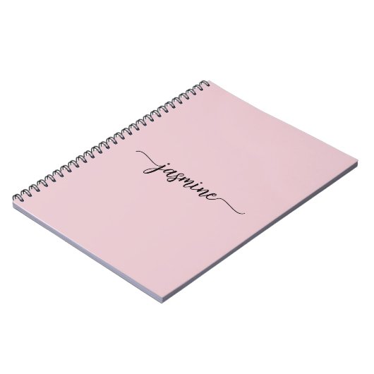 Carnet Monogramme de nom de script moderne rose Girly Blu (Côté gauche)