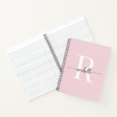 Carnet Monogramme de nom de script rose blush fille moder (Intérieur)