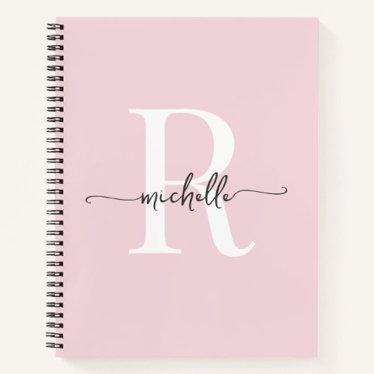 Carnet Monogramme de nom de script rose blush fille moder (Devant)