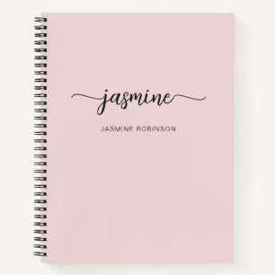 Carnet Monogramme de nom de script rose blush minimaliste