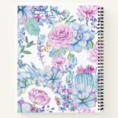 Carnet Monogramme de nom de succulente bleu violet (Dos)