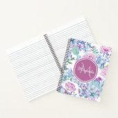 Carnet Monogramme de nom de succulente bleu violet (Intérieur)