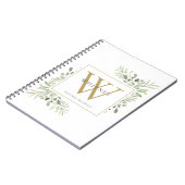 Carnet Monogramme de nom de verdure aquarelle élégante (Côté gauche)