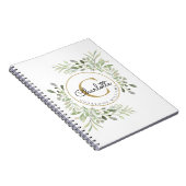 Carnet Monogramme de nom de verdure d'aquarelle élégante (Côté Droit)