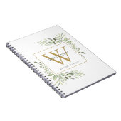 Carnet Monogramme de nom de verdure d'aquarelle élégante (Côté Droit)