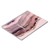 Carnet Monogramme de nom en géode d'agate rose et violet (Côté gauche)