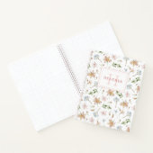 Carnet Monogramme de nom floral aquarelle rose de printem (Intérieur)