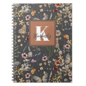 Carnet Monogramme de nom floral Boho moderne (Devant)