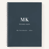 Carnet Monogramme de nom gris charbon (Devant)