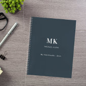Carnet Monogramme de nom gris charbon