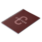 Carnet Monogramme de nom moderne | Rouge bordeaux (Côté gauche)