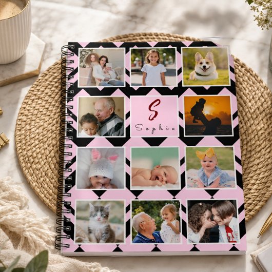 Carnet Monogramme de nom personnalisé tendance Collage de