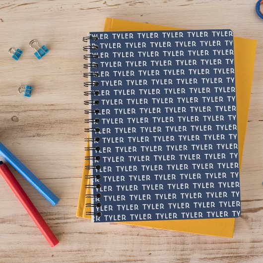 Carnet Monogramme de nom répétitif bleu