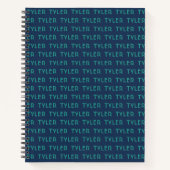 Carnet Monogramme de nom répétitif bleu vert (Devant)