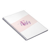 Carnet Monogramme de nom rétro rose violet (Côté Droit)