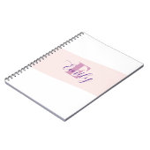 Carnet Monogramme de nom rétro rose violet (Côté gauche)