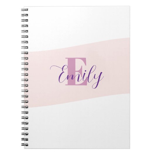 Carnet Monogramme de nom rétro rose violet (Devant)