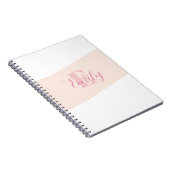 Carnet Monogramme de nom Rose Rétro Rose Clair (Côté Droit)