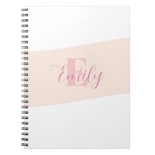 Carnet Monogramme de nom Rose Rétro Rose Clair (Devant)