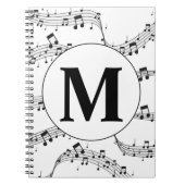 Carnet Monogramme de note de musique noire et blanche (Devant)