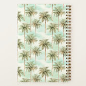 Carnet Monogramme de palmiers tropicaux Aqua et Cream (Verso)