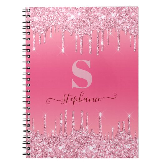 Carnet Monogramme de Parties scintillant à étincelles ros (Devant)