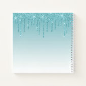 Carnet Monogramme de Parties scintillant Aqua moderne (Dos)