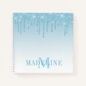 Carnet Monogramme de Parties scintillant bleu clair moder (Devant)