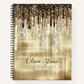 Carnet Monogramme de parties scintillant de gouttes brun (Devant)