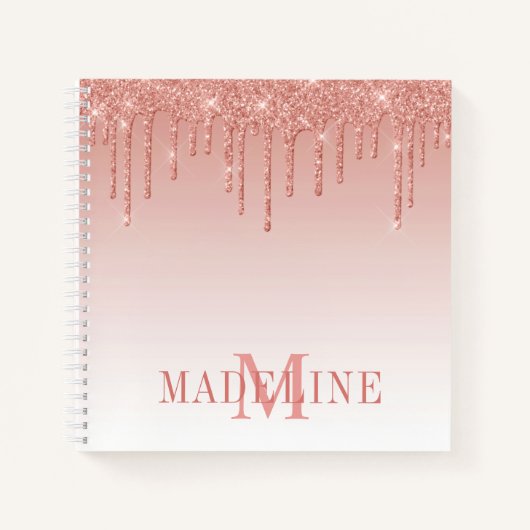 Carnet Monogramme de Parties scintillant d'or Rose modern (Devant)