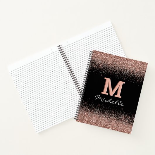 Carnet Monogramme de Parties scintillant d'or Rose noir p (Intérieur)