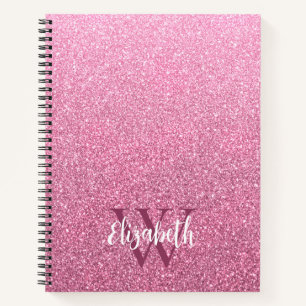 Carnet Monogramme de Parties scintillant Fille Ros